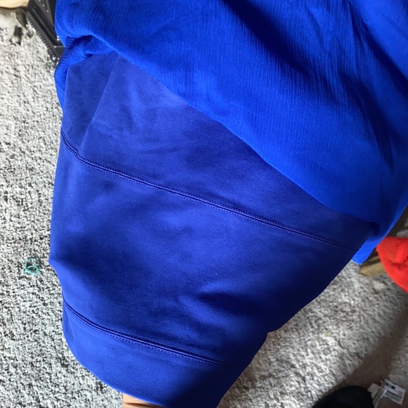 NEW BCBG MaxAzria Blue Miranda Sleeveless Ponte and Silk Dress Size 4P - Picture 6 of 9